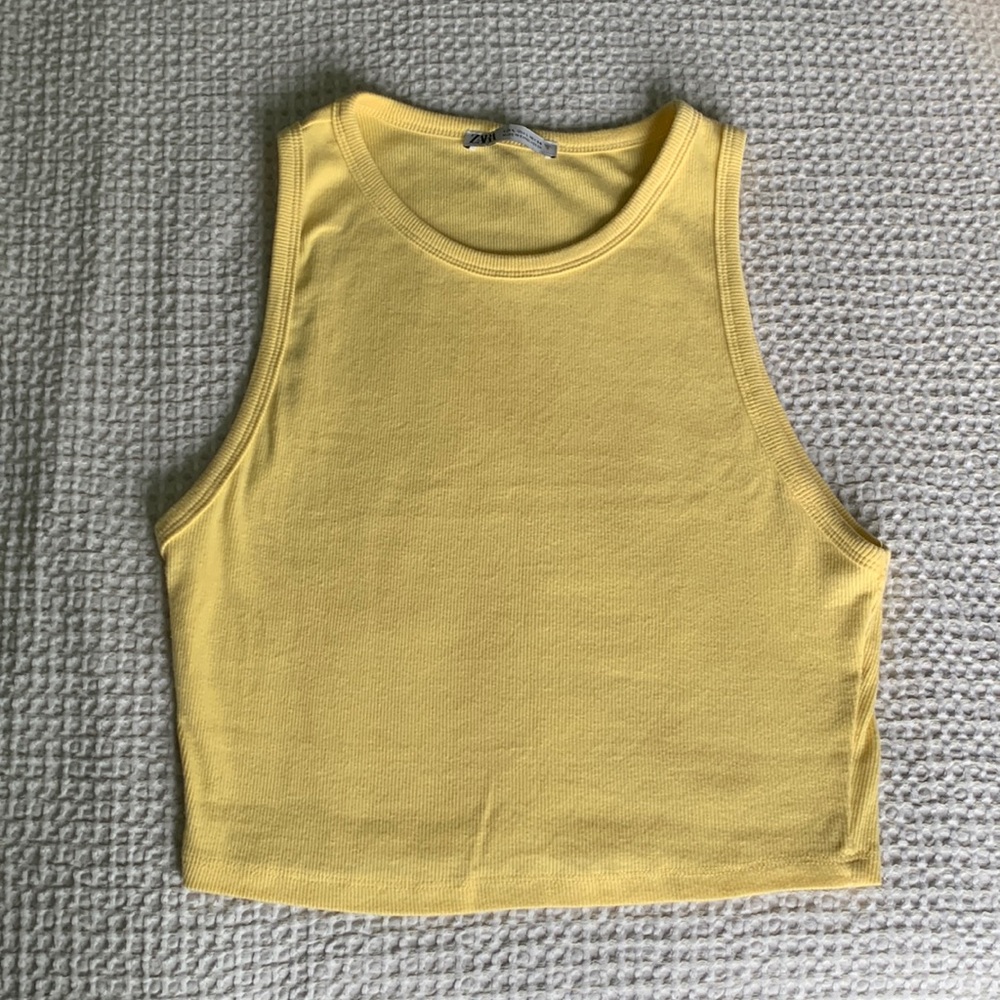 Zara yellow crop tank top